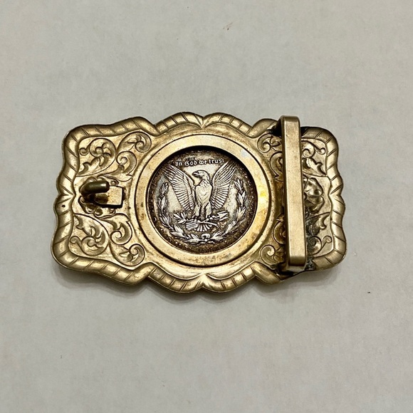 Antique 1921 Silver Morgan Dollar Coin Buckle 3.25in x 2.25in - Picture 9 of 10